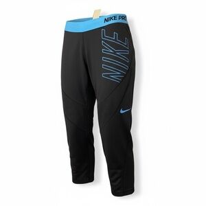 Nike Kids Black Leggings with Blue Accents